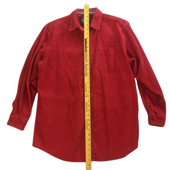 Newton Trading Co Corduroy Shirt Mens Sz L VTG 80s Red Button Front Long Sleeve - Picture 9 of 11